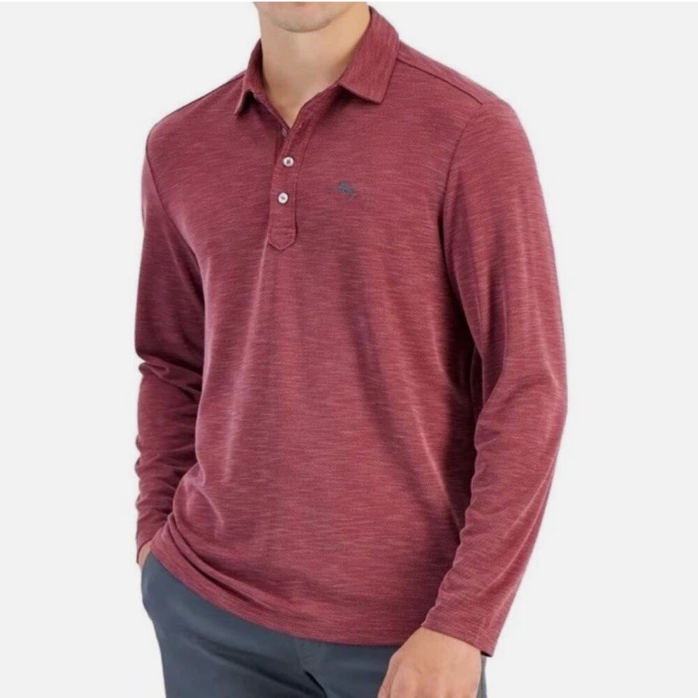Tommy Bahama Mens Golden Sands Long Sleeve Polo Shirt Pinot Noir Size 3XL
